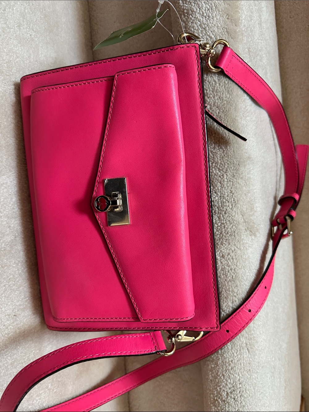 kate spade Vibrant Hot Pink Leather Crossbody with Front Pocket